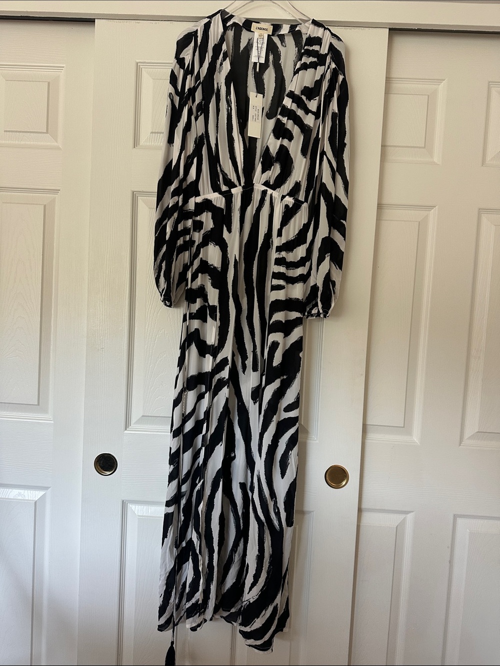 L'AGENCE Black and White Zebra Print Swim Coverup